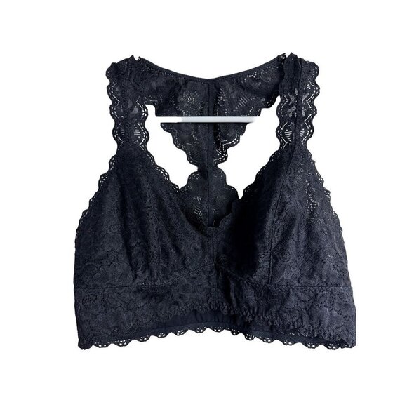 Felina Lingerie Long Line Lace Bralette Black Medium Womens - Picture 1 of 6